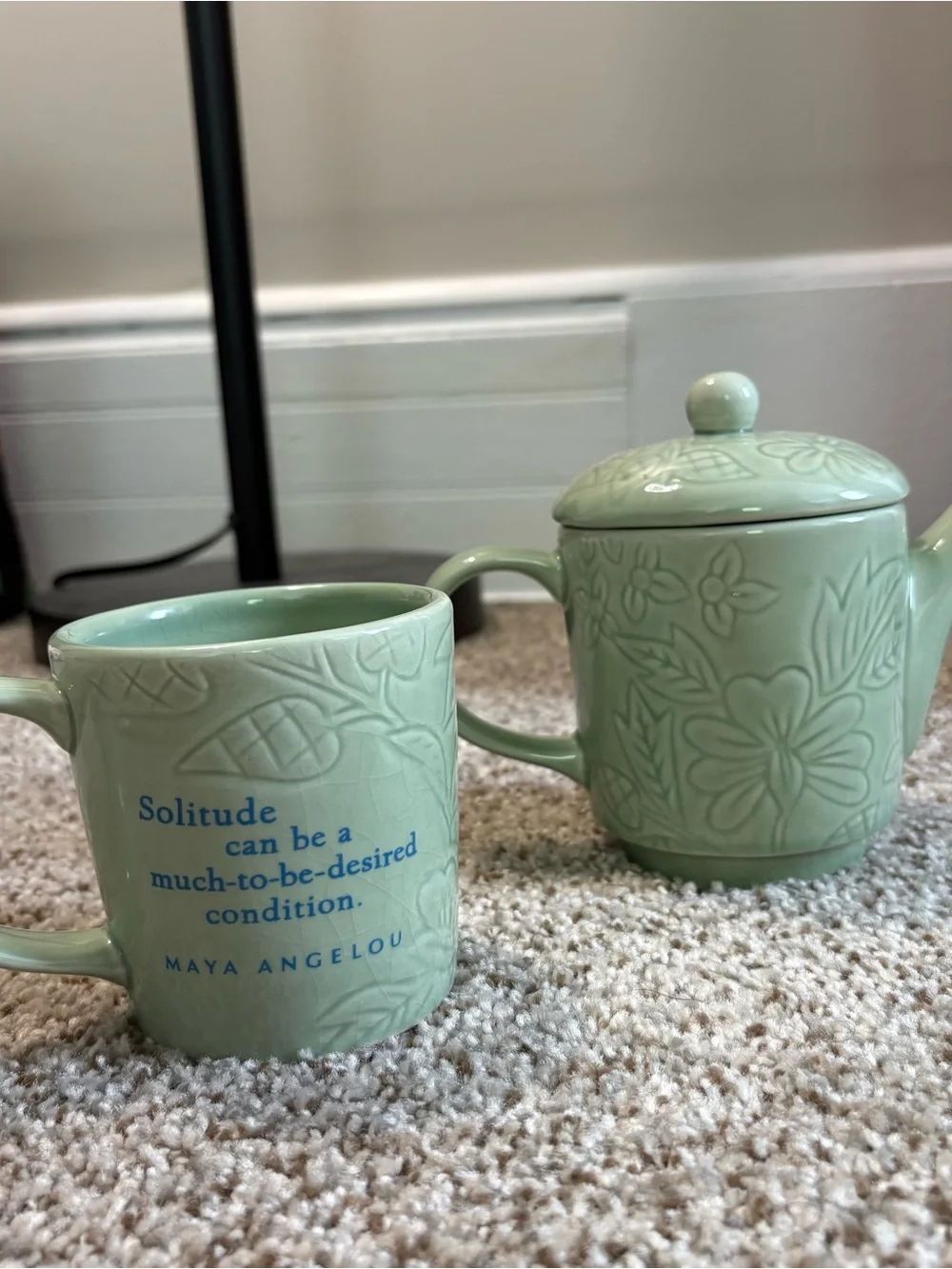Hallmark Celadon Green Stacked Teapot Mug Set